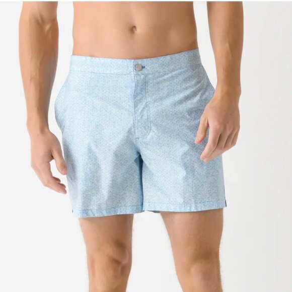 PETER MILLAR Crown Crafted Swim Trunks XL Blue IceAQ Wave Print NWT $110 - Picture 1 of 6